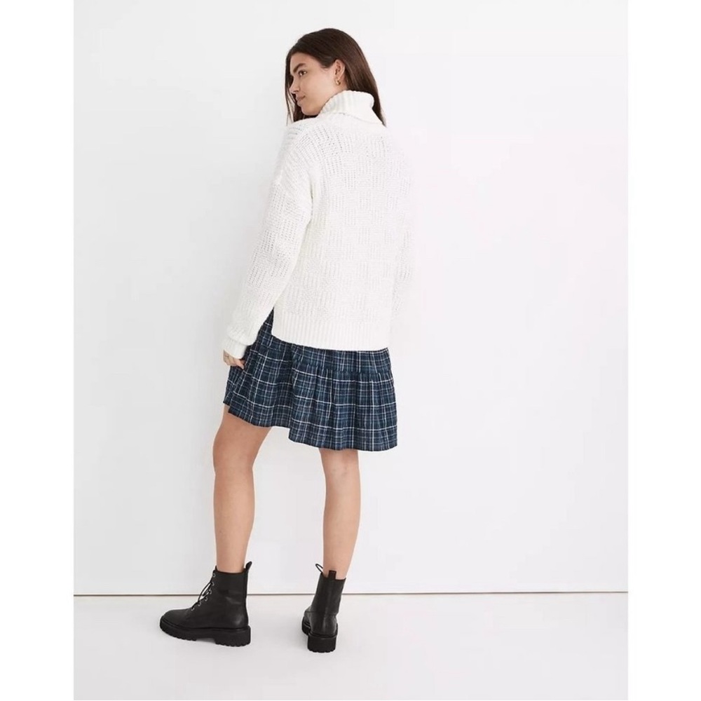 Madewell Checkered Turtleneck Wool Alpaca Sweater